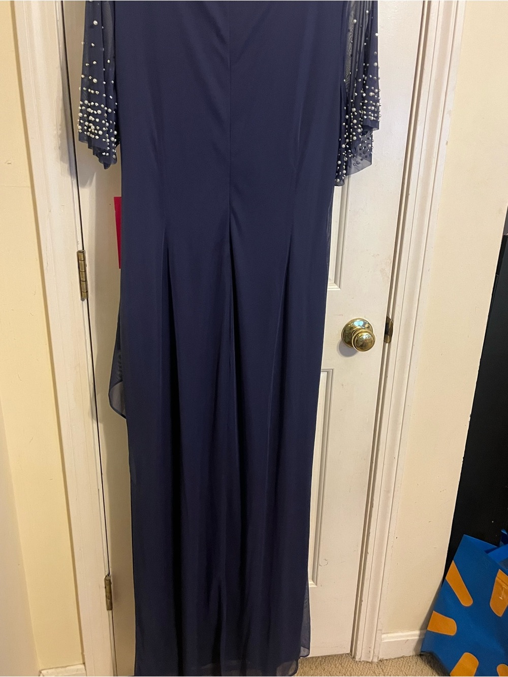 NWT ALEX EVENINGS Flutter Sleeve Long Mother of The Bride Ruched Beaded Sz 16 - Picture 6 of 6